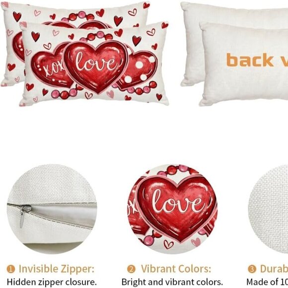 Valentines Day Pillow Cover 12X20 Inch Set of 2 / BRAND NEW - Picture 3 of 4